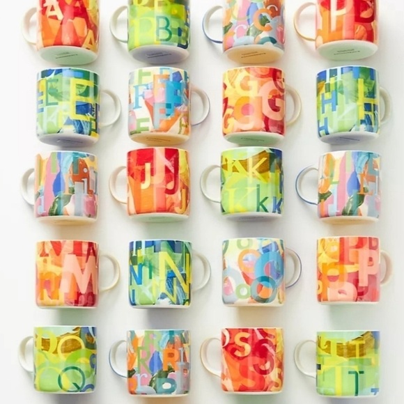 Anthropologie Lotti Art Monogram Letter L Coffee Tea Mug Cup New With Tags - Picture 3 of 8